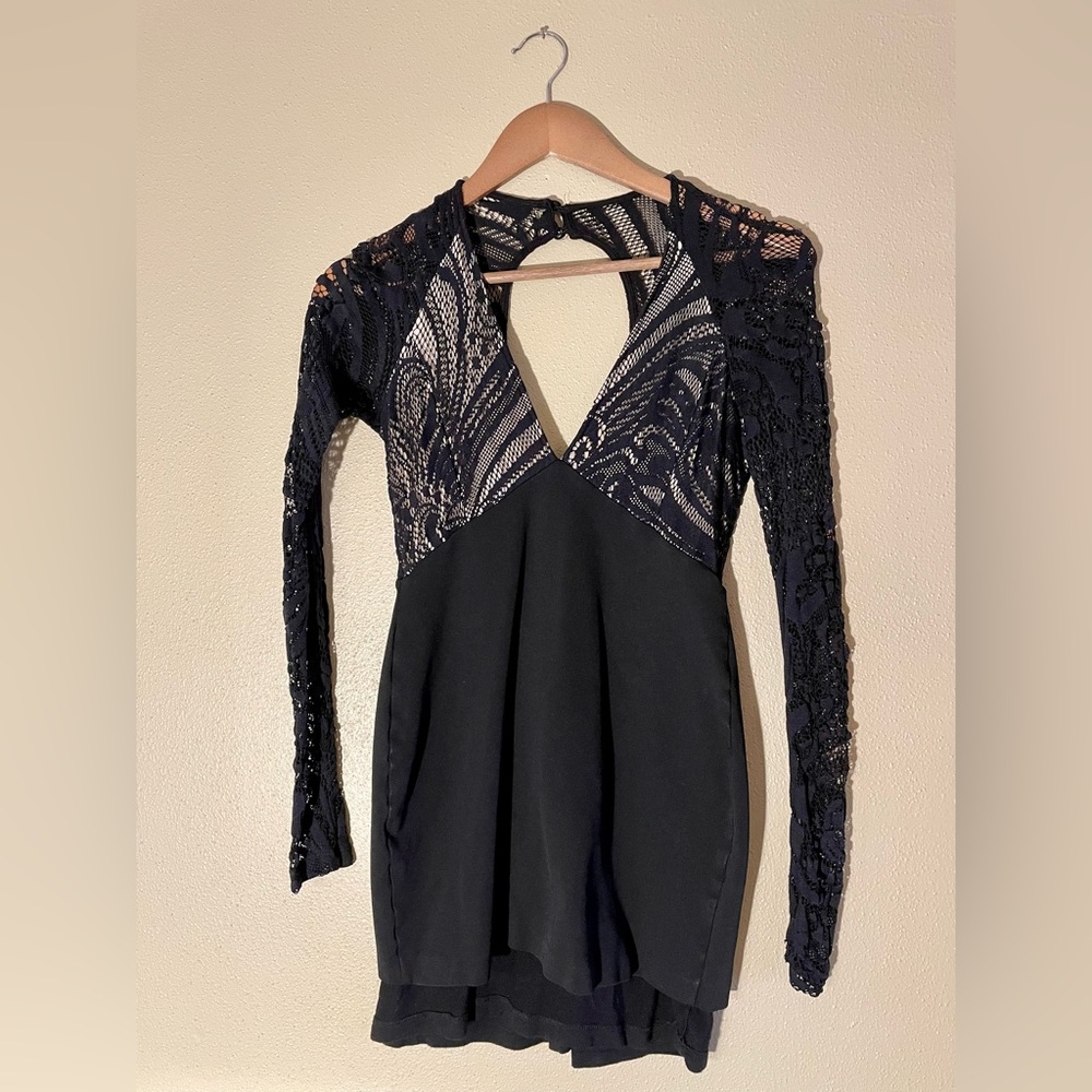 Black Lace Body Con Dress